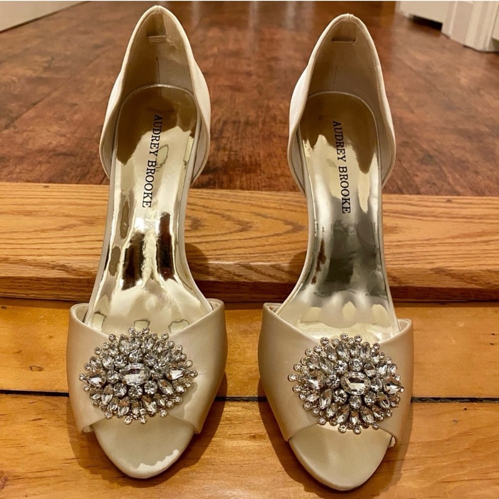 Audrey Brooke Cream Embellished Heels